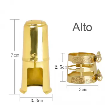 Alto Tenoras Saksofonas Kandiklio Dangtelį & Tekinto Metalo Ligatura Žalvario, Aukso Spalvos Apsauginės Kepurės Pakeitimo