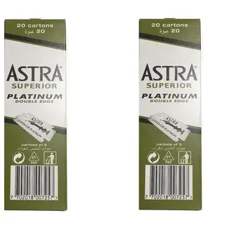 Astra superior double platinum krašto saugių skustuvų peiliukai skutimosi žalia pakuotėje 5 vnt 10 vnt 20 vnt 50 vnt 100 vnt 200 vnt