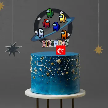 Astronautas Happy Birthday Cake Toppers Akrilo Kosmoso Erdvėlaivių Tortas Šaligatvio Vaikams Gimtadienio Torto Kepimo Dekoras
