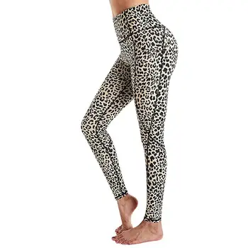 Aukštos Juosmens Kišenėje Antblauzdžiai Leopardas spausdinti Treniruotės Kišenėje antblauzdžiai Moterims, Drabužiai 2020 Pusėje Nėrinių Leggins mujer Fitneso Sportwears