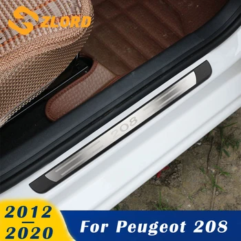 Automobilių Durų Slenksčio Nusitrinti Plokštė Protcover Padengti Peugeot 208 Priedai Riba Pedalą, Šildomi Automobilių-styling Dalys, 2012 - 2020 m.