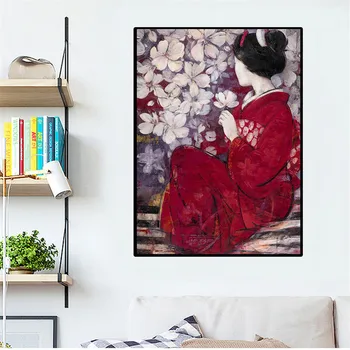 AZQSD Aliejaus Tapybos Skaičius Kimono Moteris Japonijos Handpainted Modernios Sienos Nuotrauka Numeriai Portretas Rankų darbo Kambario Apdaila