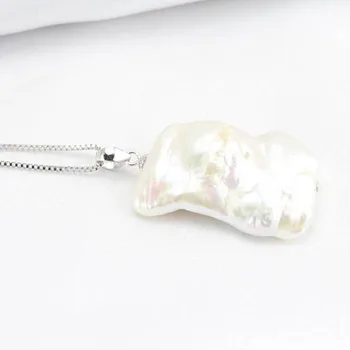 Balta didelių baroko perlas pakabukas,didžiulis jumbo flameball perlų vėrinį,didelis nucleated bolidas perlų vėrinį