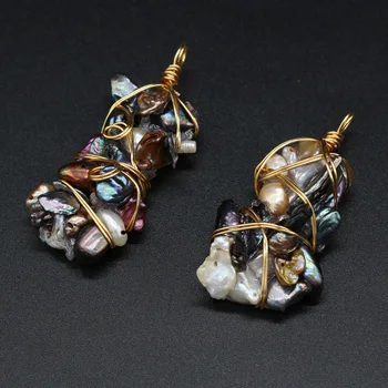 Bauda Natūralių Gėlavandenių Perlų Karolius, Reiki Gydo Aukso Spalvos Wire Wrap Perlų Papuošalai Priėmimo 