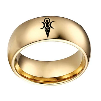 Black Mens žiedas, Nerūdijančio Plieno, Wicca Triple Mėnulio Deivės Pusmėnulio Titano Žiedas Wiccan Moterų Žiedus Pora Dovanos