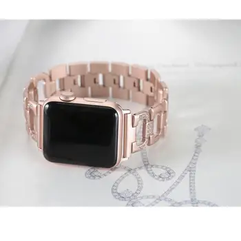 Bling Apyrankę, Apple watch band 44mm 40mm 42mm 38mm kalnų krištolas, Nerūdijančio Plieno metalo watchband iWatch 