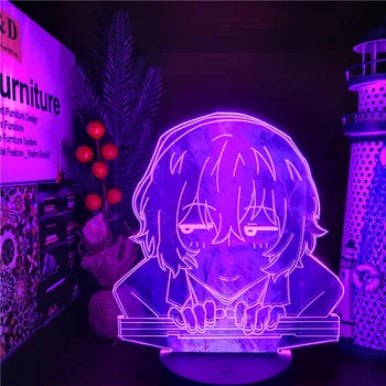 BUNGO BENAMIŲ ŠUNŲ DAZAI Anime Žibintas 3D Led pagrindiniai kištukiniai naktinių lempų lizdai Spalva Keičiasi Lampara, Miegamojo Apdaila