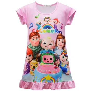 Cocomelon Marškinėliai Vaikams Princesė Vasaros Naktį Suknelė Vaikų Pajama Vaikų Namų Drabužiai, Kūdikių Animacinių Filmų Pižamą Merginos Sleepwear