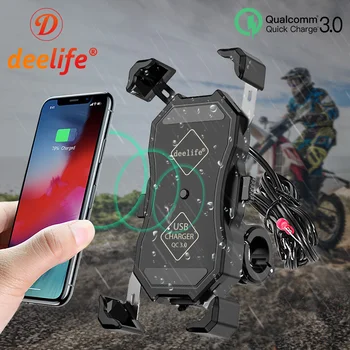 Deelife Vandeniui Motociklo Telefono Turėtojas Belaidžio Įkrovimo už Motociklą Mobilus Stendas, palaikomas USB Išmanųjį Telefoną Prijungti