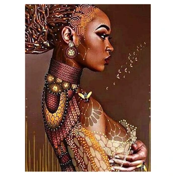 Diamond Tapybos 5D kvadratiniu/Apvalus Gręžimo Gražus Afrikos Moteris, Mergina Daimond Siuvinėjimo Dervos Cirkonio Kristalų Nuotrauką