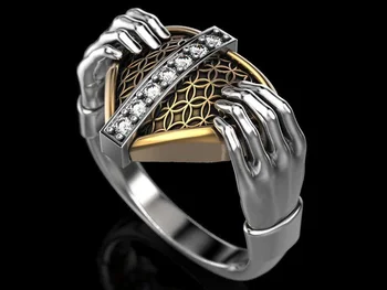 Didmeninės Nauja Auksu Rankas Parodyti Meilę Valdos Žiedai Moterų Kūrybos Kristalų Širdies Punk Stiliaus Žiedai, Papuošalai Dydis 5-11