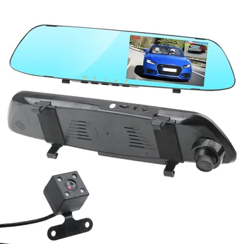 Dual Channel galinio vaizdo Veidrodis Diktofonas Atbulinės eigos Vaizdo Vairavimo Diktofonas, Vaizdo Car DVR Brūkšnys Kamera IPS Ekranas, Naktinis Matymas