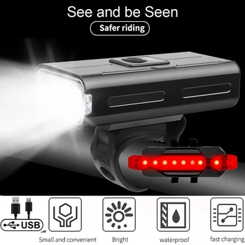 Dviračio Šviesos Rainproof USB Įkrovimo LED 1200 Liumenų MTB Priekinis Žibintas priekinis žibintas Aliuminio Ultralight Žibintuvėlis Dviračio Šviesos