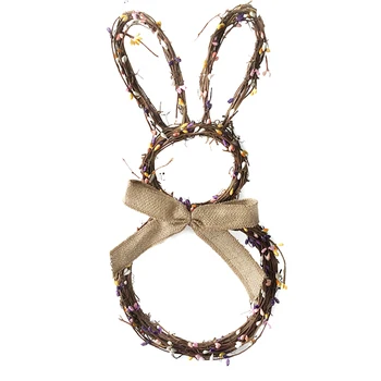 Easter Bunny Formos Vainikas Rankų darbo Pavasaris Vainikas su Uogomis Rotango Triušis Girliandą Poilsio Namų Durų, Langų Kabo Ornamentu
