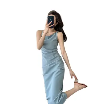 Elegantiškas Šalies Moterų Suknelė Plonas O Kaklo, Rankovių Vidurio Blauzdos Pieštuku Suknelė 2021 Mados Office Lady Kietas Suspender Suknelė B506