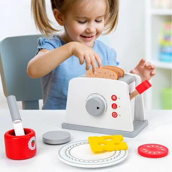 FBIL-Vaikams Duonos Formuotojas Žaislai Apsimesti Žaisti Rinkiniai Medinis Modeliavimo Skrudintuvai Mašina Vaidmuo Virtuvės Įrankiai Playset Vaikams