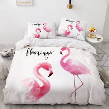 Flamingo Paprasta Patalynės Komplektai 3D Antklodė Antklodė Padengti Nustatyti Šalikas Patalynė Užvalkalas Karalius ir Karalienė Visą Dvigubai 200x200cm Dydis