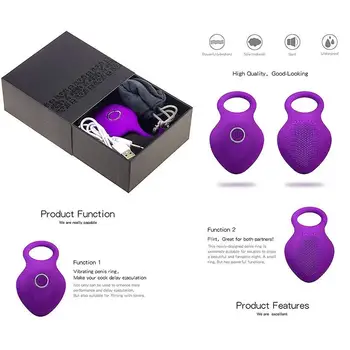 Gaidys Žiedas Sekso Varpos Suaugusiųjų Sekso Žaislas, skirtas Pora Vibracija, USB Varpos Žiedas Nedelsiant Ankstyvos Ejakuliacija Užraktas Bauda Žiedas Sekso Žaislas Vyrams