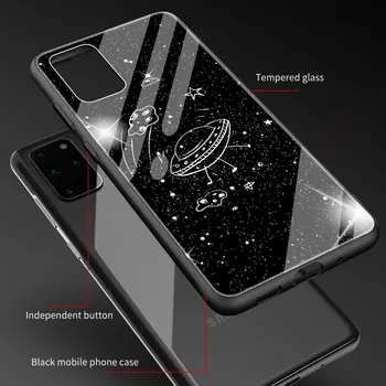 Grūdintas Stiklas Telefono dėklas Samsung Galaxy S20 FE 5G S21 Ultra S10 S10e S8 S9 Plus Visatos Žvaigždes, Mėnulį, Korpuso Dangtelis Coque Funda