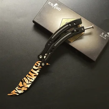 HYSENSS Kirsite CS GO Drugelis Mokymo Peilis Karambit Lankstymo Peiliai Nėra Edge Praktikos Counter-Strike Žaisti EDC Įrankiai sudedamas peilis