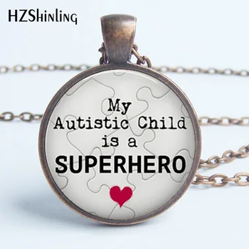 HZ--A271 Autizmo Pakabukas,Mano Autistas Vaikas, yra Superherojus Karoliai, Autizmo Papuošalai - Dovana Mama ar Tėtis HZ1