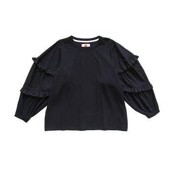 Imakokoni black ir white T-shirt originalaus dizaino laukinių prarasti ilgomis rankovėmis marškinėliai moteriška pavasarį ir rudenį 182557