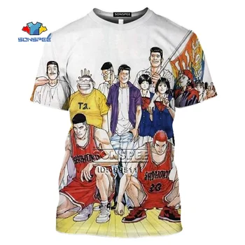 Japonija Karšto Anime SLAM DUNK Krepšinio Komanda Sakuragi 3D Print T Shirt Vyrai Moterys Vasaros marškinėliai Atsitiktinis Marškinėliai, Negabaritinių