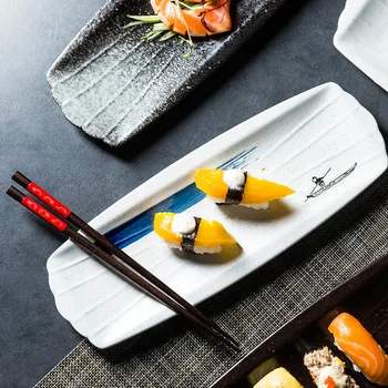 Japonų suši plokštė keramikos plokštės kūrybos juostelės plokštė restoranas patiekalas skardos jiaozi plokštė kepsnys sparno plokštės pusryčiai, plokštieji