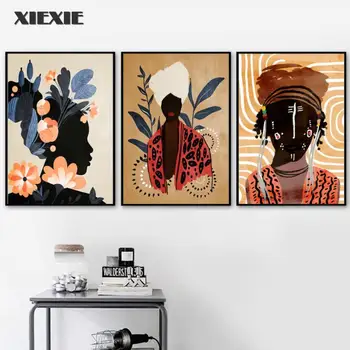 Juoda Mergytė Drobės Tapybos Afrikos Stiliaus Plakatų ir grafikos Šiaurės Abstraktus Mergina Sienos Menas Nuotraukas Salonas Klubo Namų Dekoro
