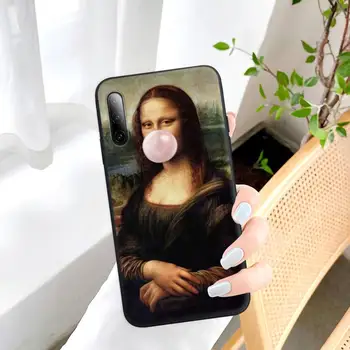 Juokinga Mona Lisa Juoda Guma Mobiliojo Telefono Dangtelį Samsung A51 A71 A50 A20 A21 A20E A30 A31 A40 A70 A01 A10 A11 A30S Atveju
