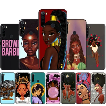 Karalienė Afro Melanino Poppin Juoda Mergaitė, Silikoninis Telefono dėklas, skirtas Xiaomi Redmi Pastaba 4X 5 6 7 8 9 Pro Max 8T 9S Galinį Dangtelį