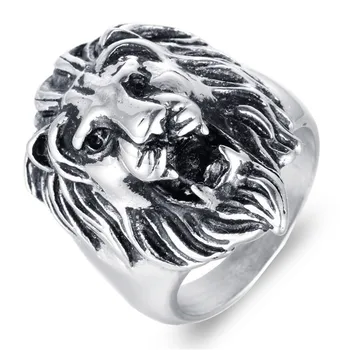 Kaukolės žiedas mens žiedai, nerūdijančio plieno 2020 vyrų punk signet-žiedas vyrų big wolf galvos liūtas gyvūnų vyrų piršto-žiedas vyrams Priedai