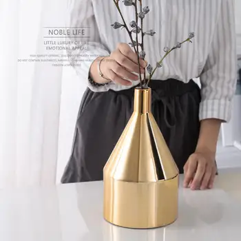 Keramikos Vaza, Elegantiškas Dizainas Ūgio Electroplate Aukso Spalvos Modernus Paprastumas Gėlių Vaza Namų