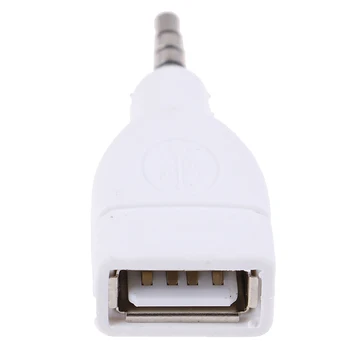 Konverteris Adapteris USB 2.0 Moterų 3,5 mm Male AUX Audio Automobilių Kištukas Jack White