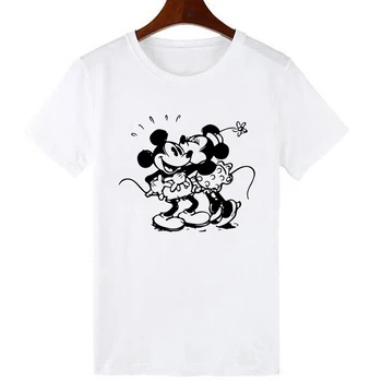 Ką TIK VEDĘS Laišką Mickey Minnie Spausdinti Marškinėliai Mados Vasaros Moterų marškinėliai Klasikinis Anime Juokinga Harajuku Streetwear Marškinėlius
