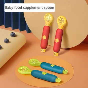Kūdikių Sveikatai Medžiagos BPA Free Silikono Šėrimo Stalo Novatoriškas Dizainas Naujagimiams Išmokti Valgyti Maisto Lyžis Šaukštas