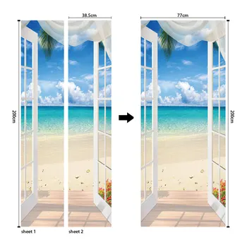 Kūrybiškas ir ekologiškas 3D beach salono durų lipdukai restauruotas lipnios miegamojo sienos PVC lipdukai