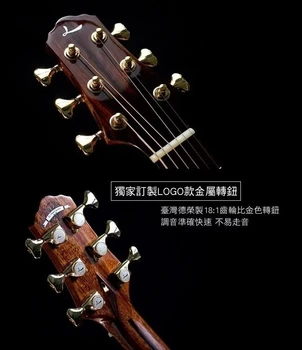 LeChant LS-DC40A Kietas Eglės Akustinė Gitara 41 Cm Cutaway Raudonmedžio Kūno Guitarra
