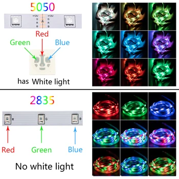 LED Juostelės Žibintai, RGB 5050/2835 Vandeniui 12V Lanksti Diodų Juostos, 