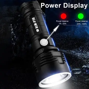 LED Žibintuvėlis Aukštus Liumenų XLM-P70 Labiausiai Galingas Žibintuvėlis USB Įkrovimo Vandeniui Ultra Ryškių Žibintų Kempingas Vertus Lempos