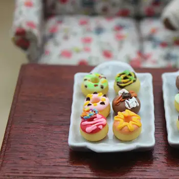 Lėlių Miniatiūrinės Maisto Kepyklų Mini Tiny Spurgos, Spurgos Nustatyti Priedai