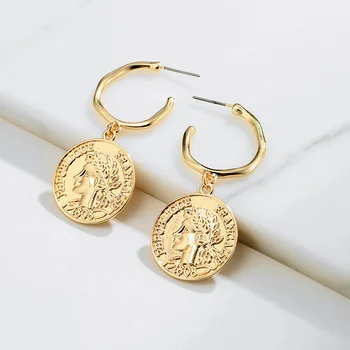 Mados lydinio avataras monetos pakabukas auskarai žavesio aukso spalvos etninės moterų pakabukas auskarai Brincos moterų pareiškimą papuošalai