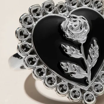 Mados Stilius Juodosios Rožės Žiedas Naujas Prabangus Populiarus Asmenybės Derliaus Žiedas Moteris Šalis Gimtadienio, Vestuvių Papuošalai Dovana
