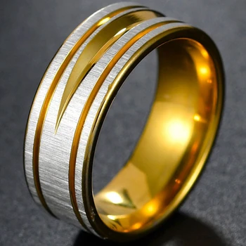 Mergelės Aukso, Nerūdijančio Plieno, Klasikinis Žiedas Vestuvių Juostoje 8mm Spalvinga Vaivorykštė Pora Karalius ir Karalienė Nuotaika Žiedų Spalvą