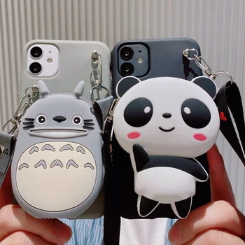 Mielas 3D Animaciją Panda Voverė Piniginės Maišelį Atveju Xiaomi Poco X3 NFC X2 F3 Poco M3 M2 F2 Pro Minkšto Silikono Virvelę Telefonas Atvejų