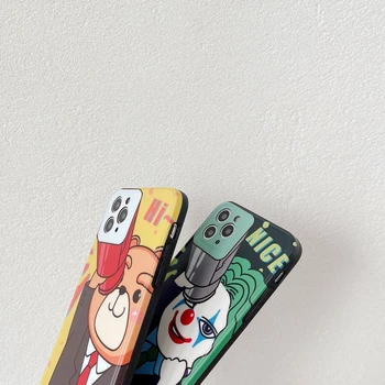 Mielas Animacinių filmų Anime Klounas Lokys korėjos Telefono dėklas Skirtas iPhone 12 11 Pro Max X Xs Max Xr 7 8 Pulse SE 2020 Atvejais Minkštas Silikoninis Dangtelis