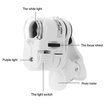 Mikroskopas 60X Telefono Skaitmeninio Mikroskopo Kamera su LED Šviesos Telefono Universal Mobile Didinamasis Lęšis Macro Zoom Kameros Įrašą