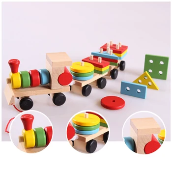 Montessori Mediniai Žaislai, Transporto Priemonės, Galvosūkiai Traukinio Švietimo Vaikai, Kūdikis, Medinės Kietos Medienos Krovimas Traukinio Vaikiška Dėlionė Vaikams