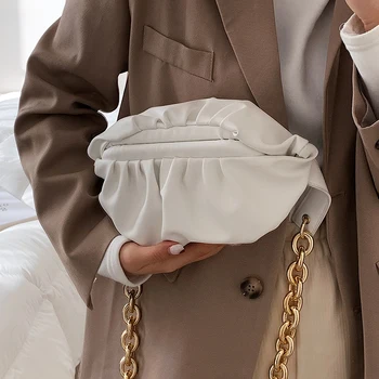 Moterų Elegantiškas Plisuotos Crossbody maišelį 2021 Mados Naujų Kokybės PU Oda Moterų Dizaineris Rankinės Grandinės Petį Krepšys