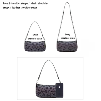 Moterų Šviesos Grandinės Maišo Kietojo Holografinis Geometrinis maišelį Moterų Crossbody Bag Rankinė Mergina Oda Dizaineris Pečių Krepšiai